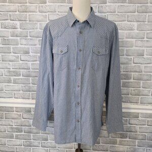 Blue Ranchwear Western Pearl Snap Long Sleeve Pin Stripe Shirt NEW XXL Cowboy